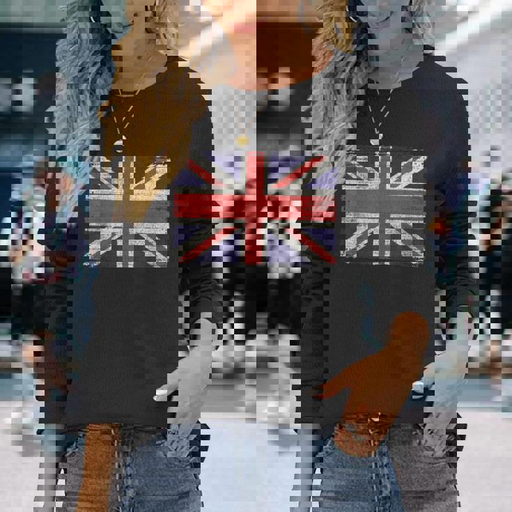 ユニオンジャック ヴィンテージ 英国国旗 ブリティッシュレトロフラッグ 長袖Tシャツ 彼女への贈り物