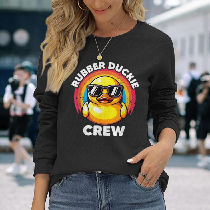 ラバーダッキークルーアイラブダックスラバーズファニーラバーダック 長袖Tシャツ 彼女への贈り物