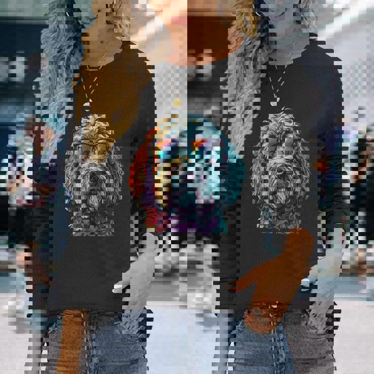 ラブラドゥードル・ドゥードル・ママ 犬 犬のママ 毛皮の友達 長袖Tシャツ 彼女への贈り物