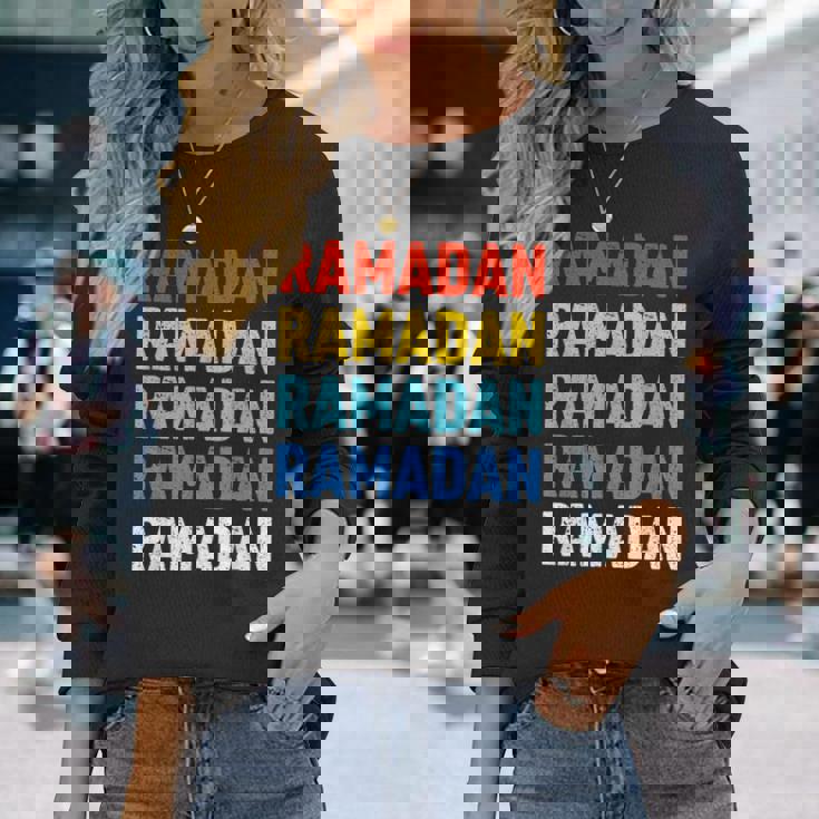 ラマダン断食カフタンアバヤフリーデーラマダンイスラム 長袖Tシャツ 彼女への贈り物