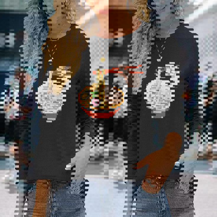 ラーメン ドット絵 長袖Tシャツ 彼女への贈り物