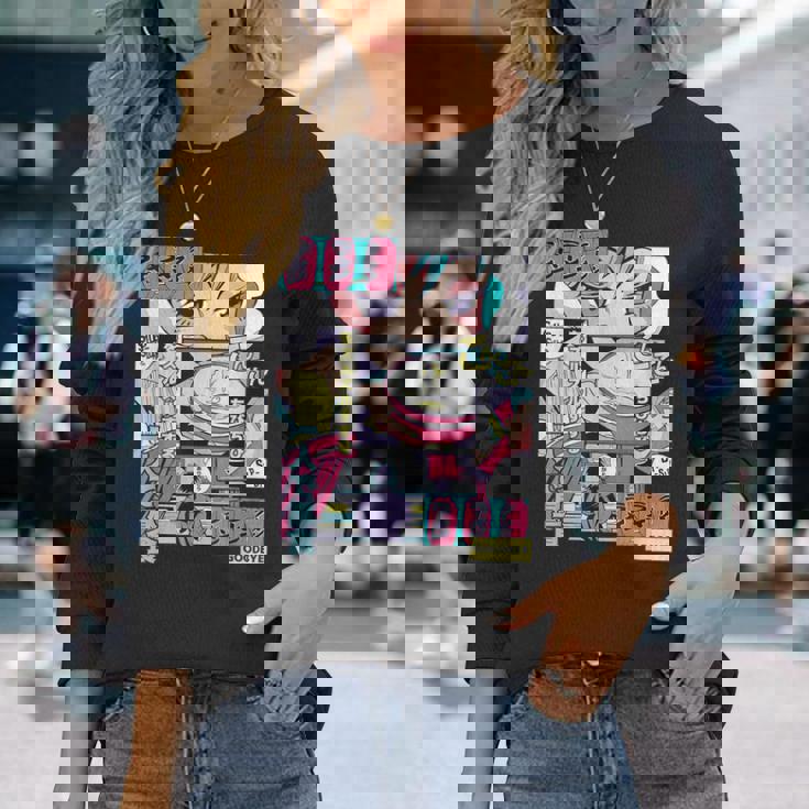 ラーメン屋日本のアニメ・マンガ・コミックパネルaporwave 長袖Tシャツ 彼女への贈り物