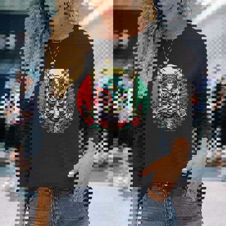 ルチャ リブレ クールキャットマスク ルチャドールマスク 長袖Tシャツ 彼女への贈り物