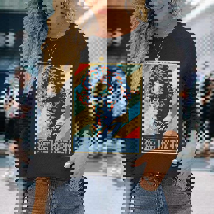 ルートヴィヒ・ヴァン・ベートーヴェン ポスター ミュージシャン 作曲家 長袖Tシャツ 彼女への贈り物