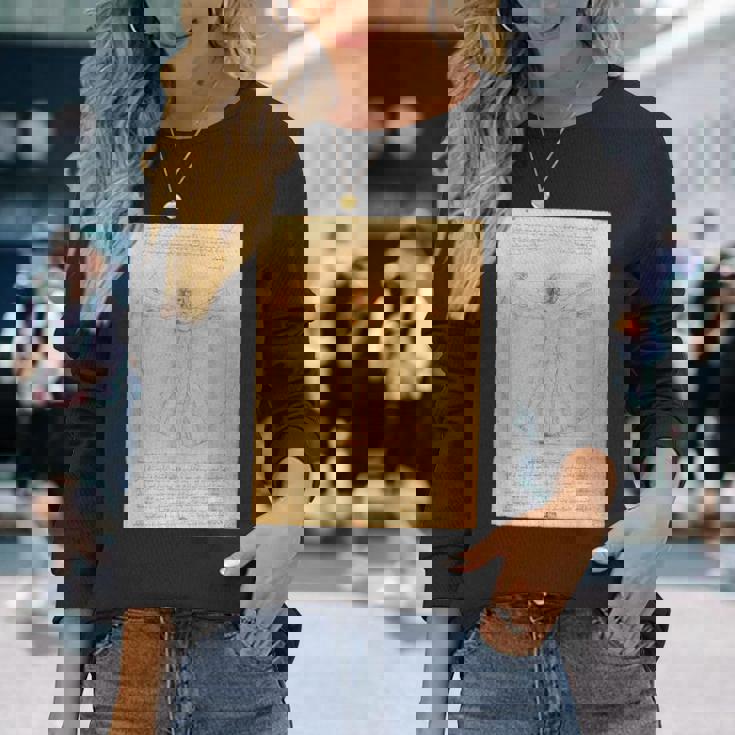 レオナルド・ダ・ヴィンチのウィトルウィウス人 長袖Tシャツ 彼女への贈り物