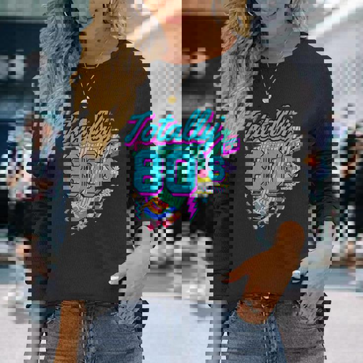 レトロ 1980年代 カラフル 80年代 面白い 80 レイブ テーマ パーティー 長袖Tシャツ 彼女への贈り物