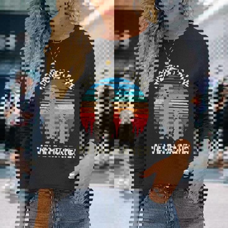 レトロ リスペクト ワイマラナー ヴィンテージ グランジ ワイマラナー 恋人 長袖Tシャツ 彼女への贈り物