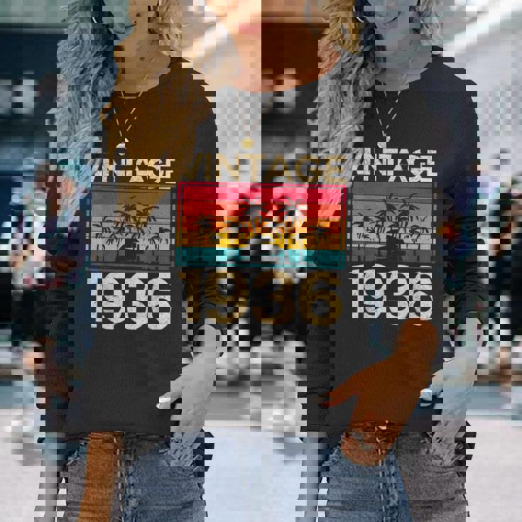 レトロ ヴィンテージ 1936 誕生日 長袖Tシャツ 彼女への贈り物