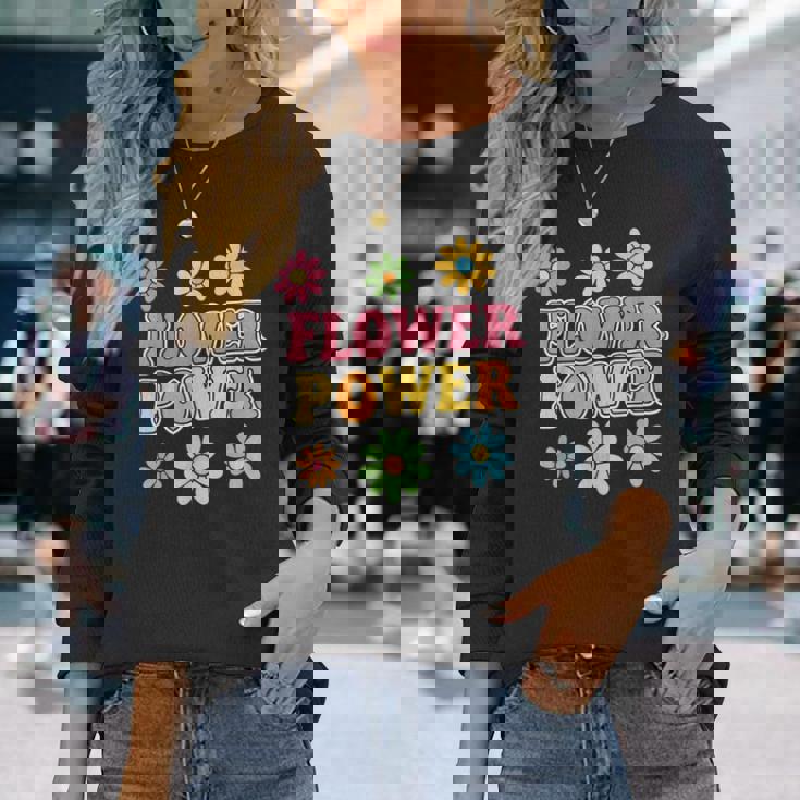 レトロフラワーパワー 60年代 70年代 美的 ヒッピー ボーホースタイル 長袖Tシャツ 彼女への贈り物