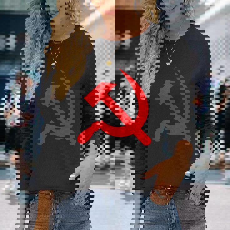 ロシア国旗 ロシア ソビエト ハンマーと鎌 Cccp ソ連 ギフト 長袖Tシャツ 彼女への贈り物