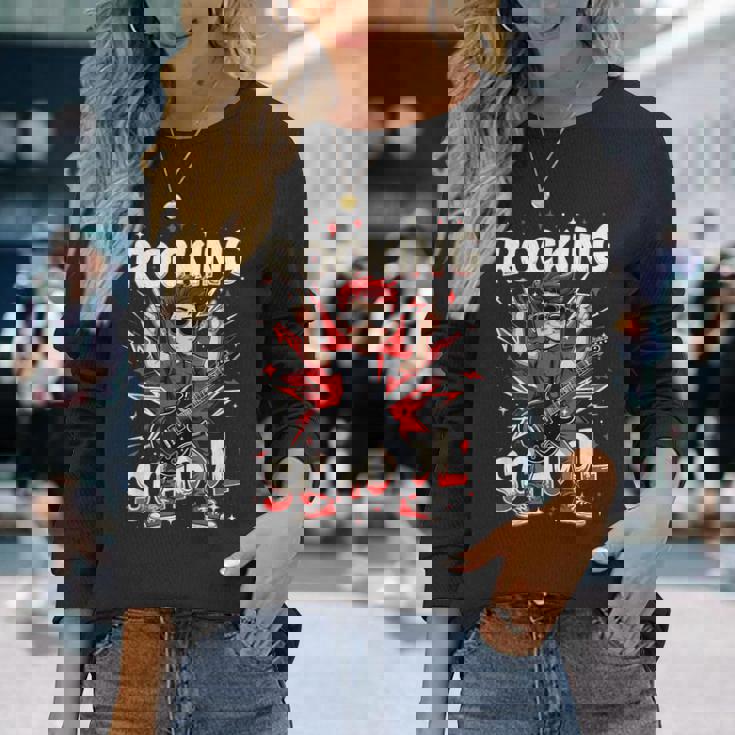 ロッキング・100デイズ・オブ・スクール・ファニー・ギター・キッズ 長袖Tシャツ 彼女への贈り物