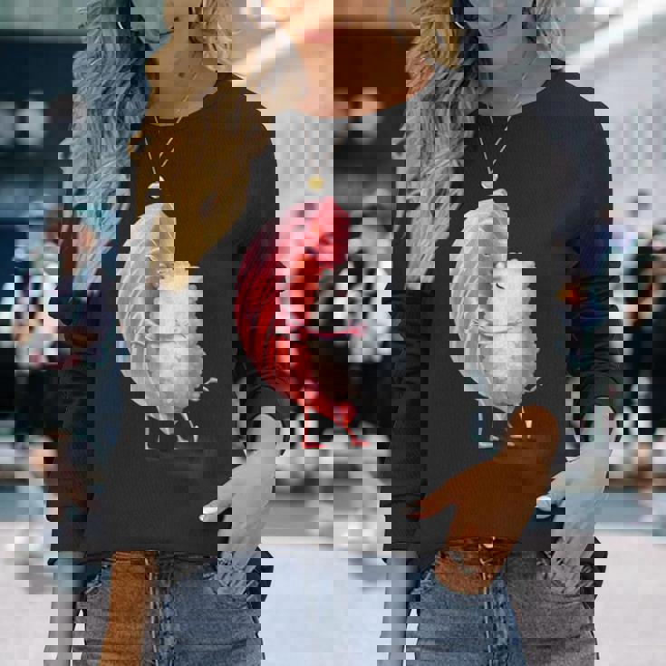 ロマンチック ピンク まぐろ 寿司 ハグ&キス 日本食通 長袖Tシャツ 彼女への贈り物