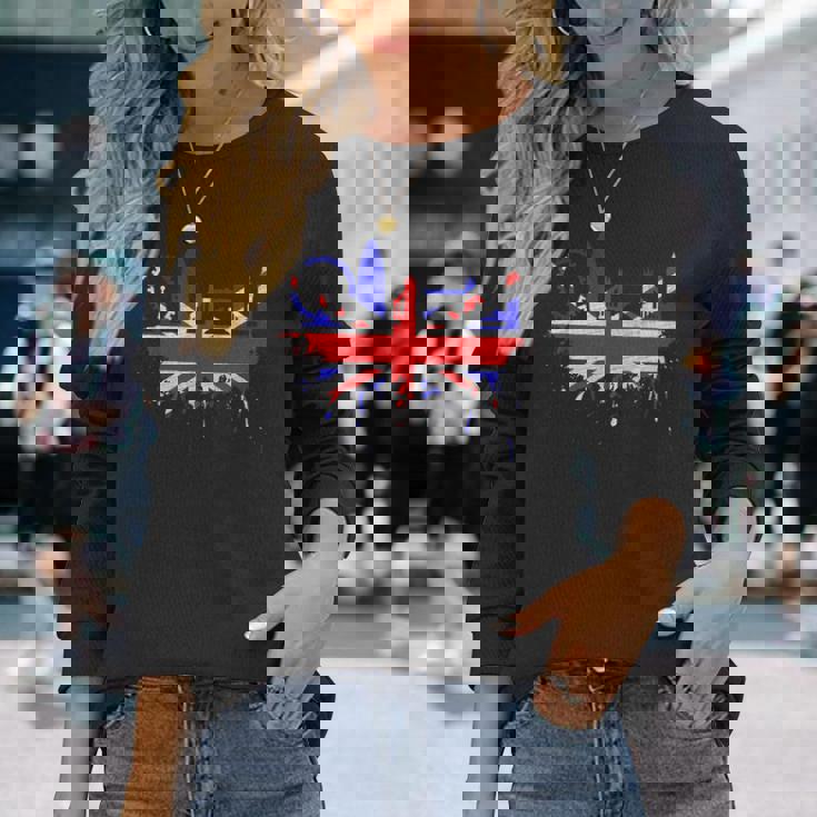 ロンドン スカイライン イギリス 愛 ユニオンジャック イギリス国旗 長袖Tシャツ 彼女への贈り物