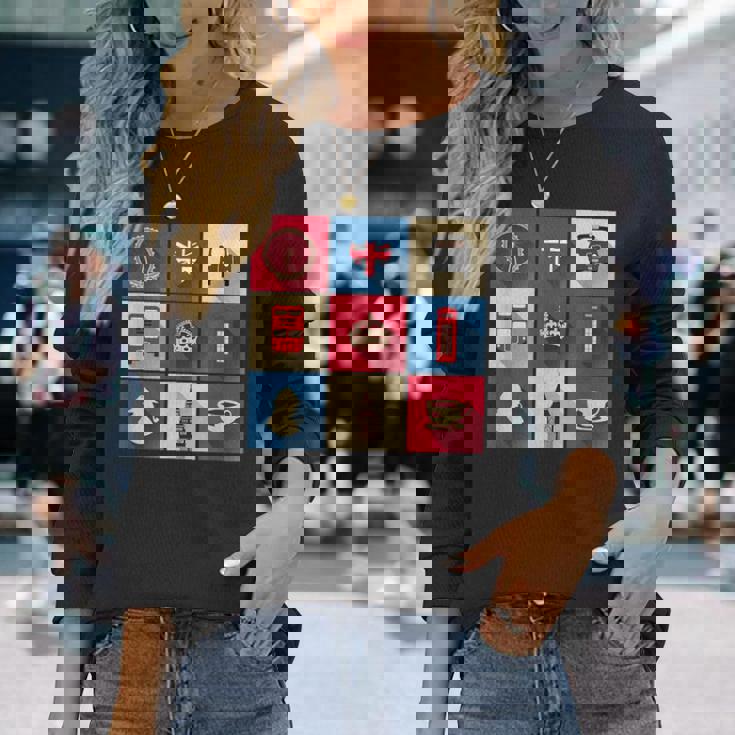 ロンドンバス スカイライン イギリス国旗 ユニオンジャック 長袖Tシャツ 彼女への贈り物