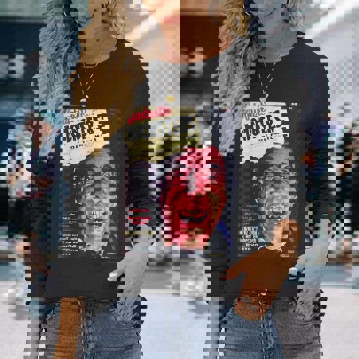 ヴァンパイア ハロウィン ホラー ヴィンテージ ドラキュラ コミックブック レトロ 長袖Tシャツ 彼女への贈り物