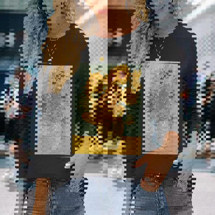 ヴィンセント・ヴァン・ゴッホのひまわり 長袖Tシャツ 彼女への贈り物