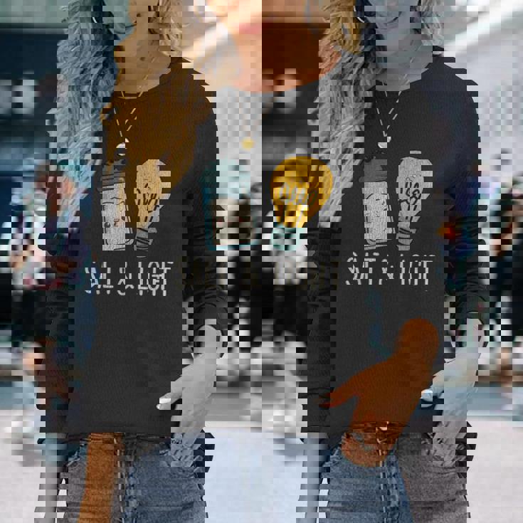 ヴィンテージ キュート ソルトライト 聖書 詩 マタイ 誇り高きクリスチャン 長袖Tシャツ 彼女への贈り物