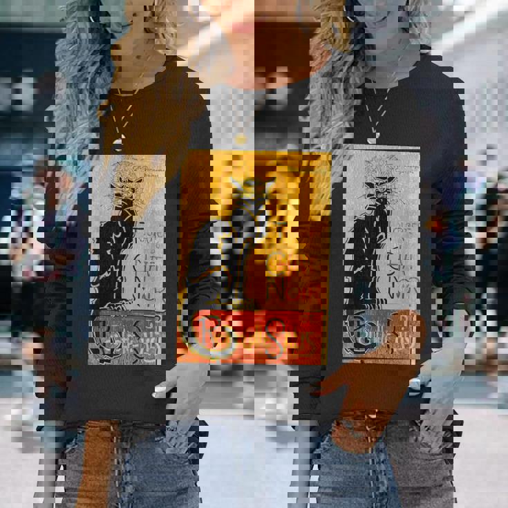 ヴィンテージ トゥール デュ シャ ノワール クロネコ ハロウィン用 長袖Tシャツ 彼女への贈り物