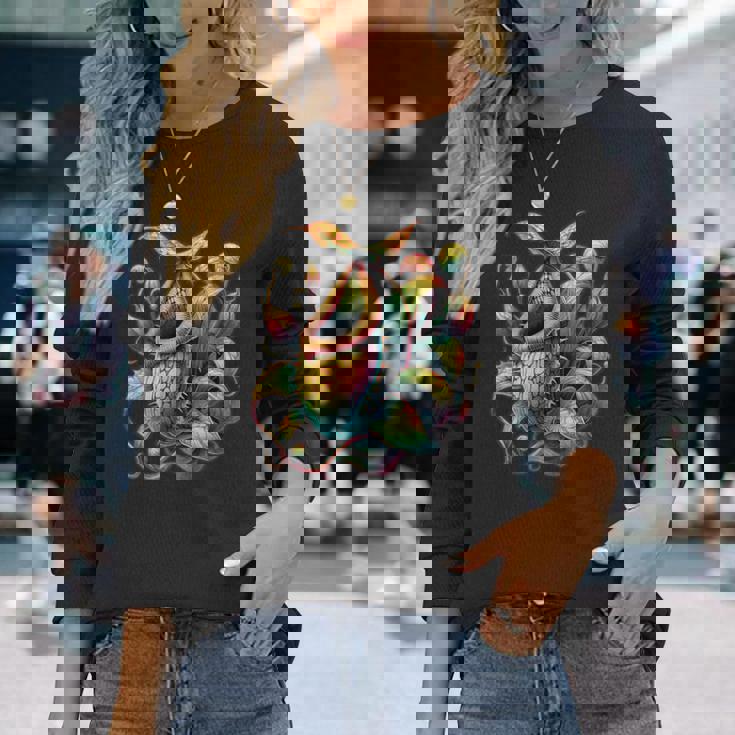 ヴィンテージ ネペンテス ピッチャー 植物ティー 食虫植物アート 長袖Tシャツ 彼女への贈り物