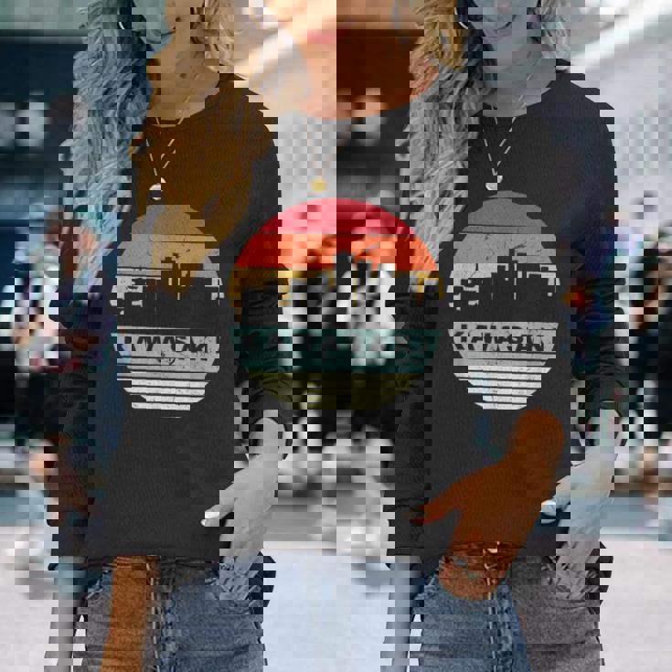 ヴィンテージカワサキスカイラインシルエット 長袖Tシャツ 彼女への贈り物