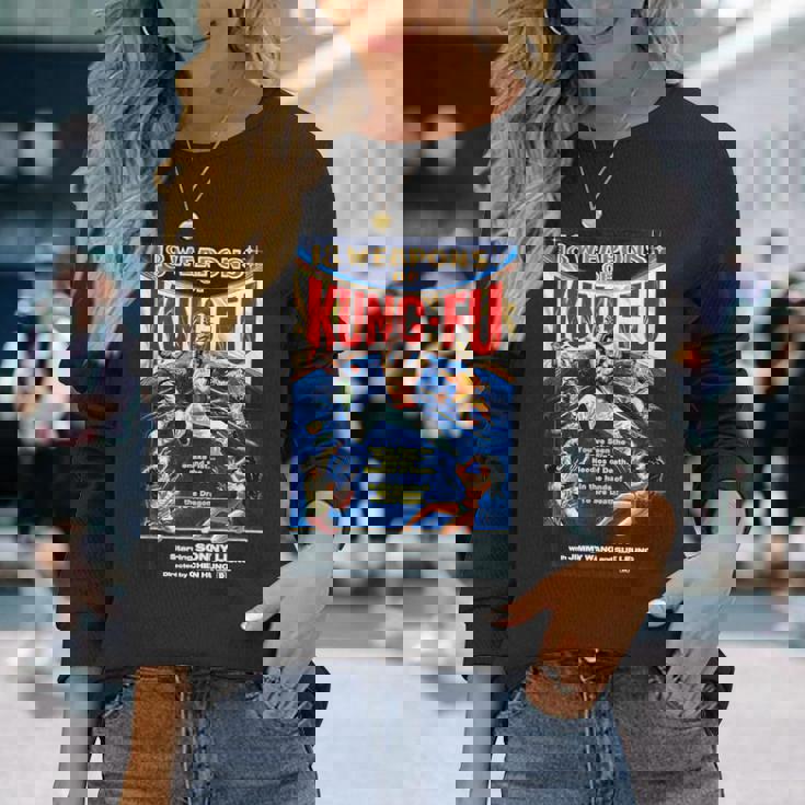 ヴィンテージカンフー格闘技 映画レトロギフト 長袖Tシャツ 彼女への贈り物