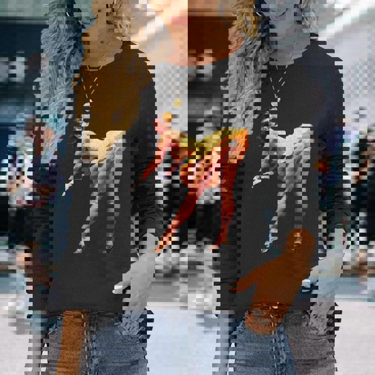 ヴィンテージピンナップガール、セクシードレス。メンズ、レディース。 長袖Tシャツ 彼女への贈り物