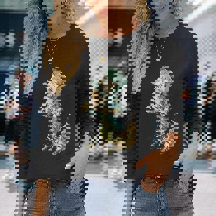 不思議の国のアリス マッドハッター ビンテージイラスト 長袖Tシャツ 彼女への贈り物