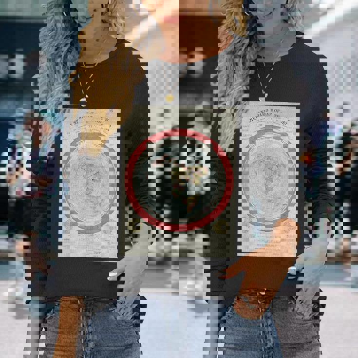 世界標準地図 フラットアースオリジナル 長袖Tシャツ 彼女への贈り物