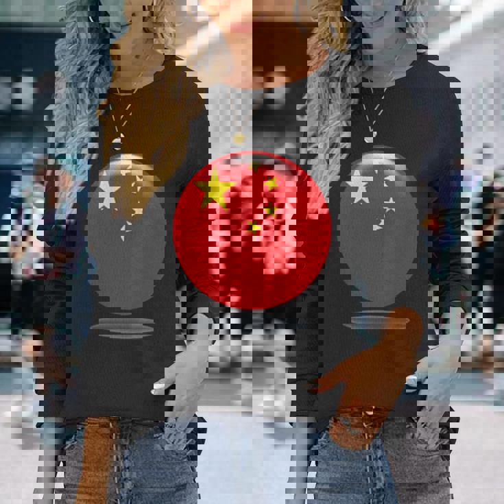 中国国旗サークル 中国人と中国を愛する方 長袖Tシャツ 彼女への贈り物