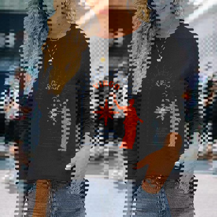 乙女座 星座 9月 8月 誕生日 グラフィックアート 乙女座サイン 長袖Tシャツ 彼女への贈り物