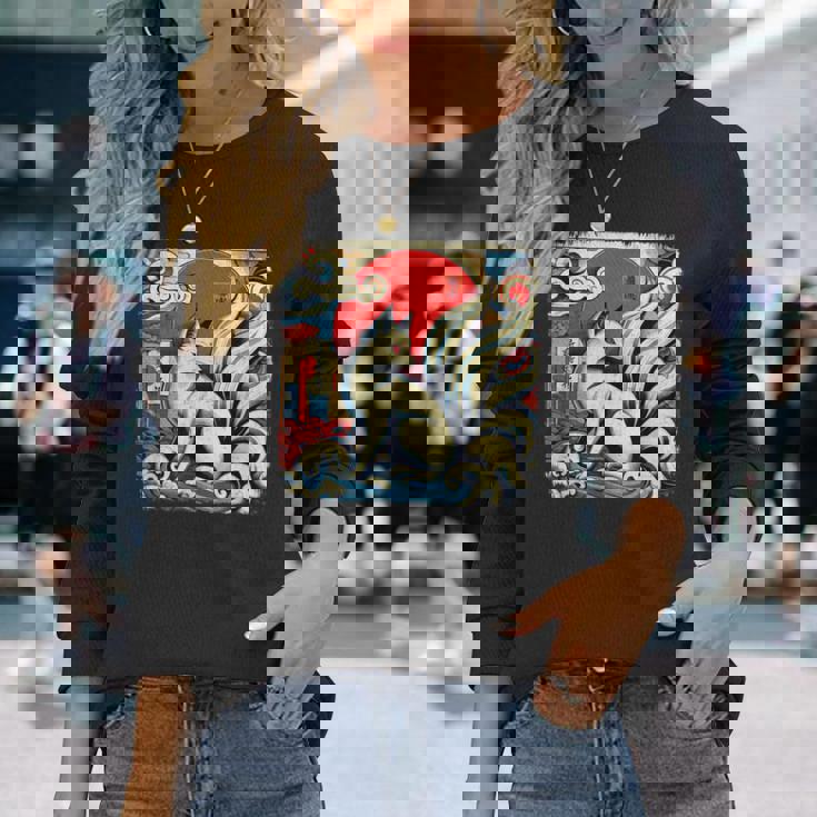 九尾狐 きつね 長袖Tシャツ 彼女への贈り物