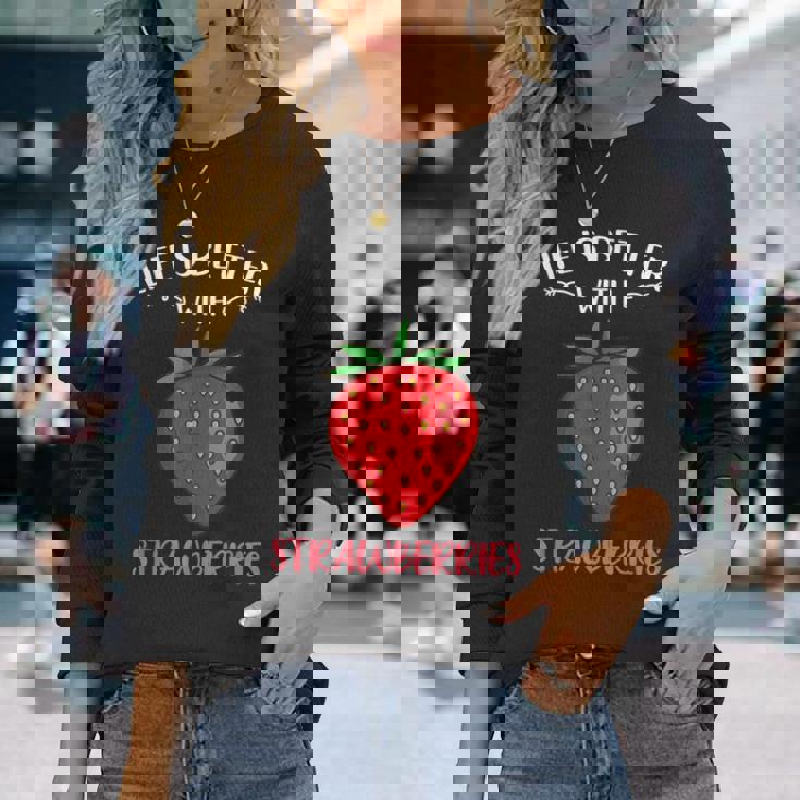 人生はイチゴとベターです 長袖Tシャツ 彼女への贈り物