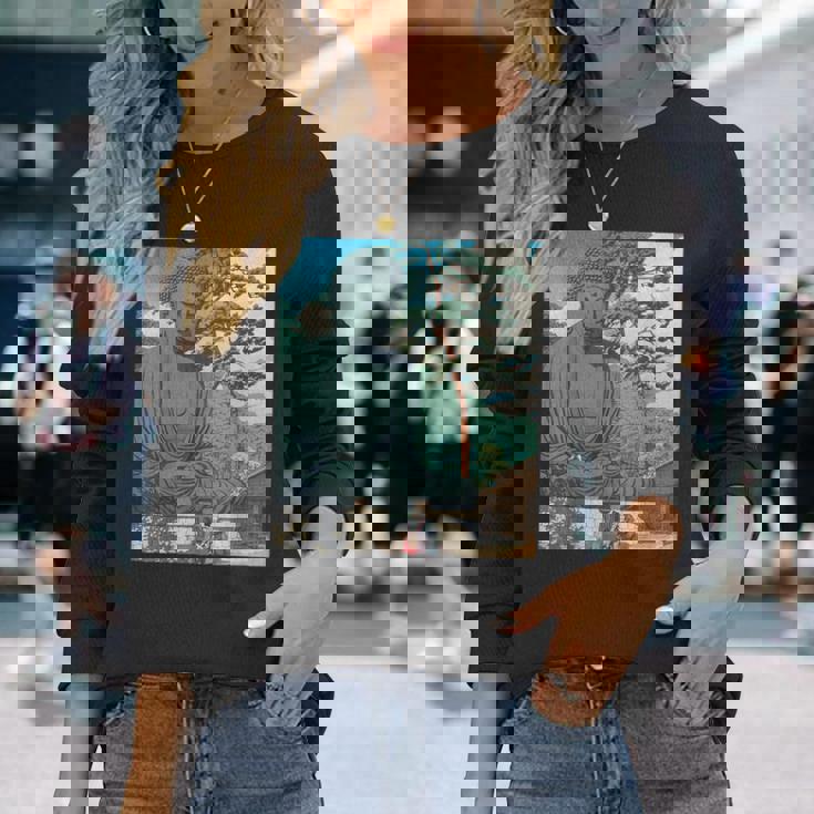 仏 大仏像 仏教 禅 瞑想 長袖Tシャツ 彼女への贈り物