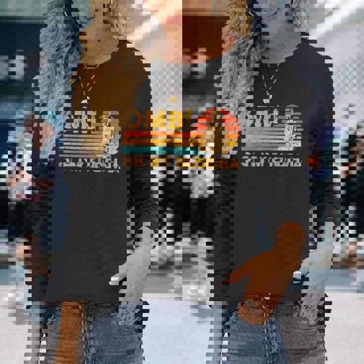 仏教 仏前 レトロ Omb オーマイブッダ 長袖Tシャツ 彼女への贈り物