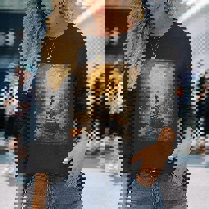 仏陀レトロ 長袖Tシャツ 彼女への贈り物