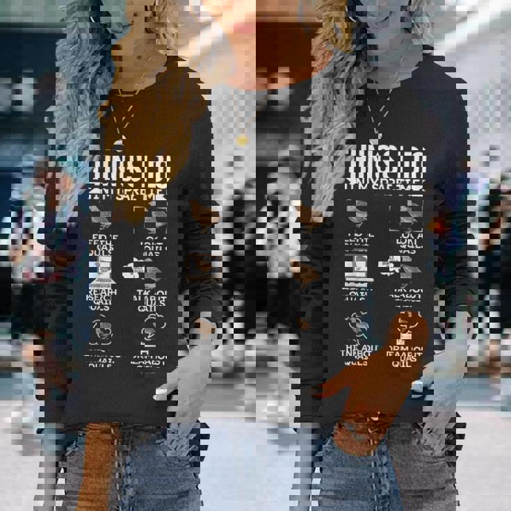 余暇にやること ウズラの鳥狩り ウズラ 長袖Tシャツ 彼女への贈り物