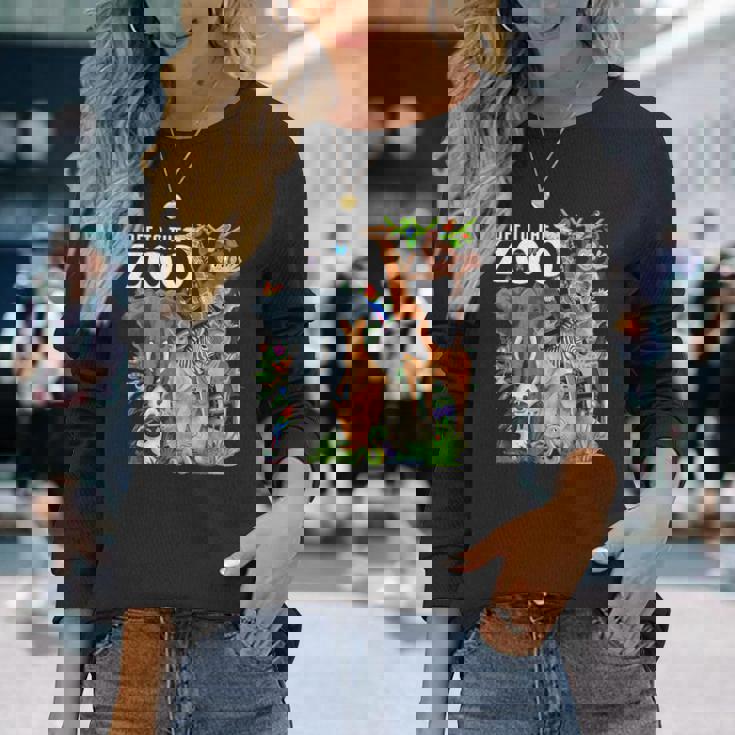 動物園動物 サファリパーティー 動物園サファリ動物園 長袖Tシャツ 彼女への贈り物