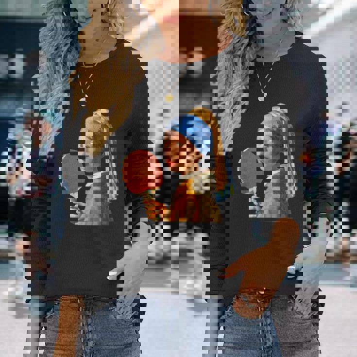 卓球 面白いtシャツ ボール ピンポン おもしろ 服 ネタ メンズ 卓球部 おもしろグッズ 大人 子供 長袖Tシャツ 彼女への贈り物