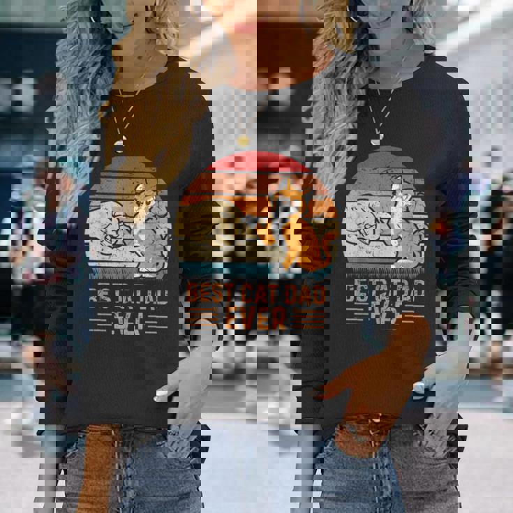 史上最高の猫のお父さん 長袖Tシャツ 彼女への贈り物