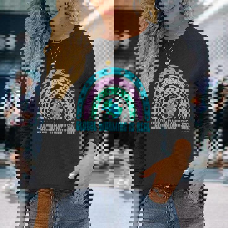 地球温暖化は本当の木の生態系と森の生態系 長袖Tシャツ 彼女への贈り物