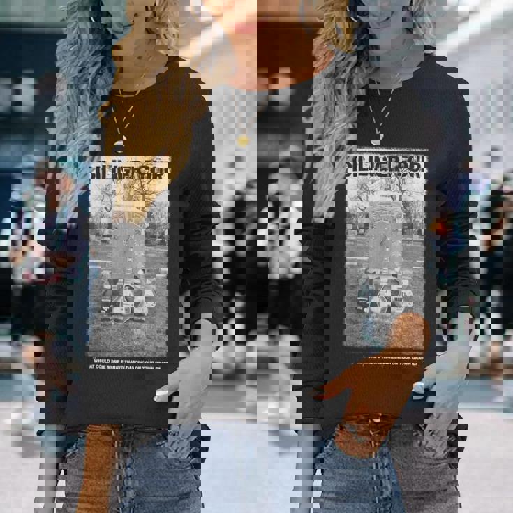 墓石のデザイン。 長袖Tシャツ 彼女への贈り物