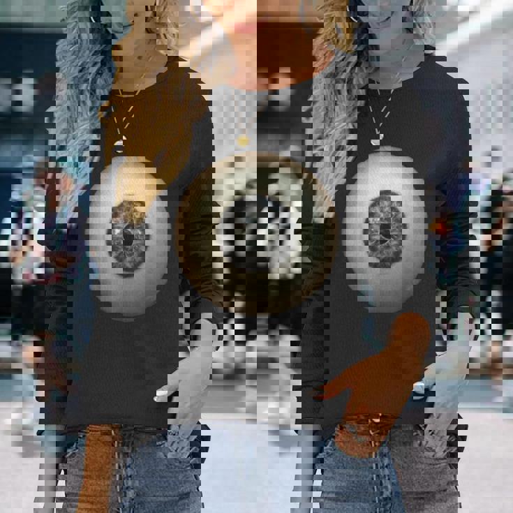 大きなグレー 目玉 不気味 面白い レイジー イージー ハロウィン コスチューム 長袖Tシャツ 彼女への贈り物