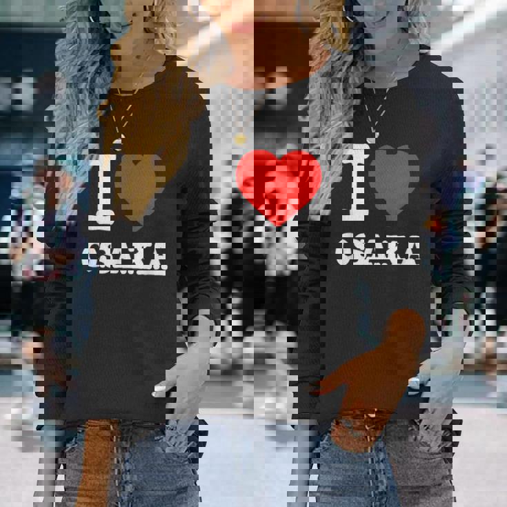 大阪大好き I Love Osaka 長袖Tシャツ 彼女への贈り物