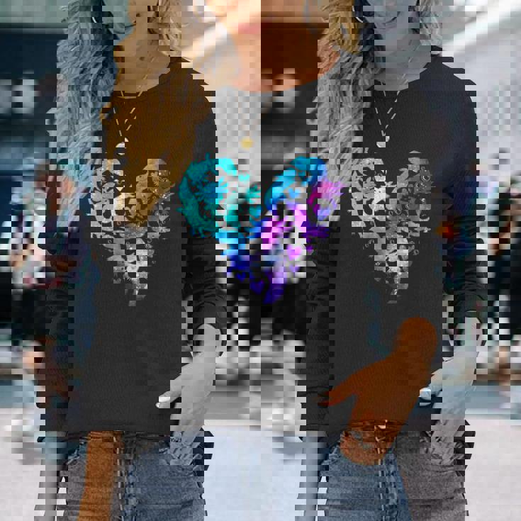 宇宙 ウーパールートル かわいいウーパールーパー ハート 水彩 ウーパールーパー 長袖Tシャツ 彼女への贈り物