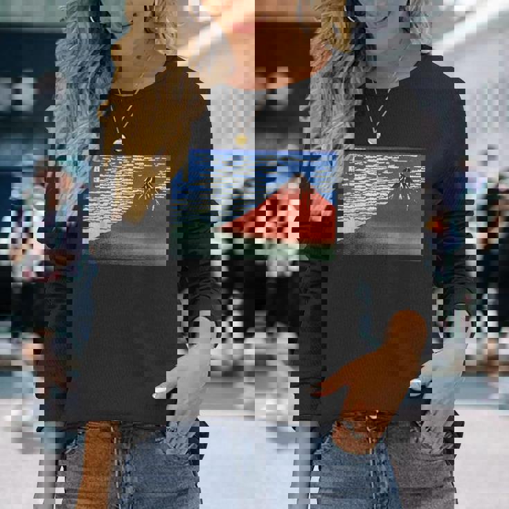 富士 晴天の山 葛飾北斎 長袖Tシャツ 彼女への贈り物