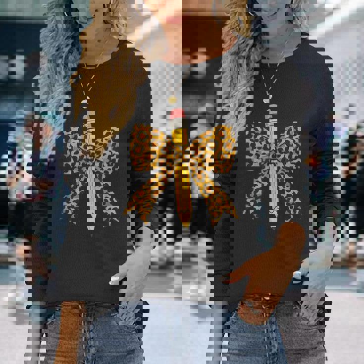 弓鉛筆 ヒョウ柄 初日 新学期 長袖Tシャツ 彼女への贈り物