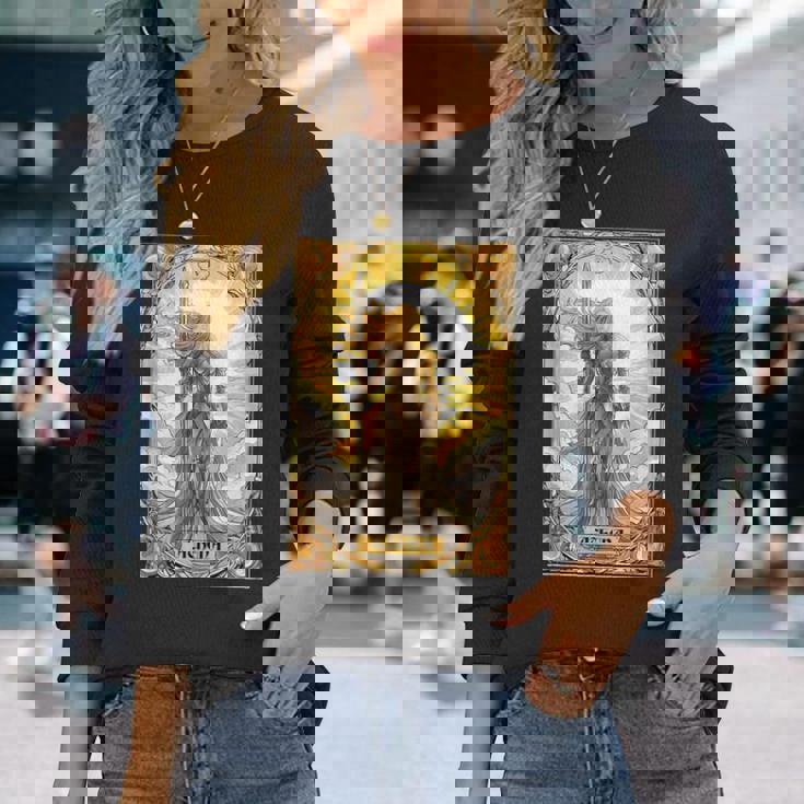 戦士の女神アテナ ギリシャ神話 タロットカード 長袖Tシャツ 彼女への贈り物