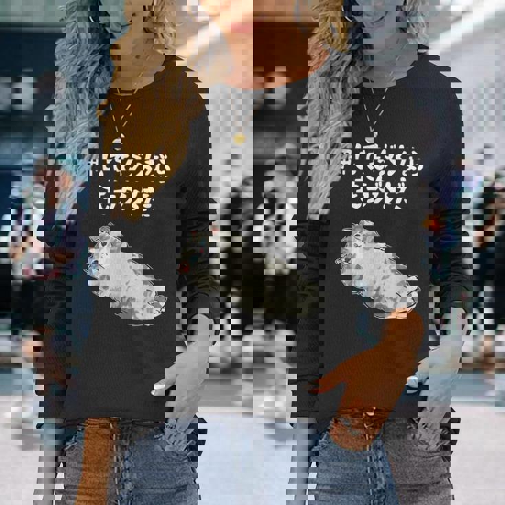 押してもダメならもうダメだ ネタ ことわざ 格言 慣用句 ジョーク ギャグ ダジャレ ツッコミ 猫 おもしろ 長袖Tシャツ 彼女への贈り物