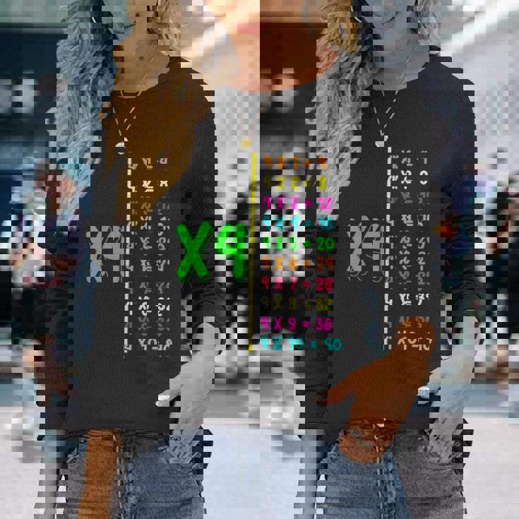 掛け算表4 小学生 算数の日 キッズ 男の子 長袖Tシャツ 彼女への贈り物