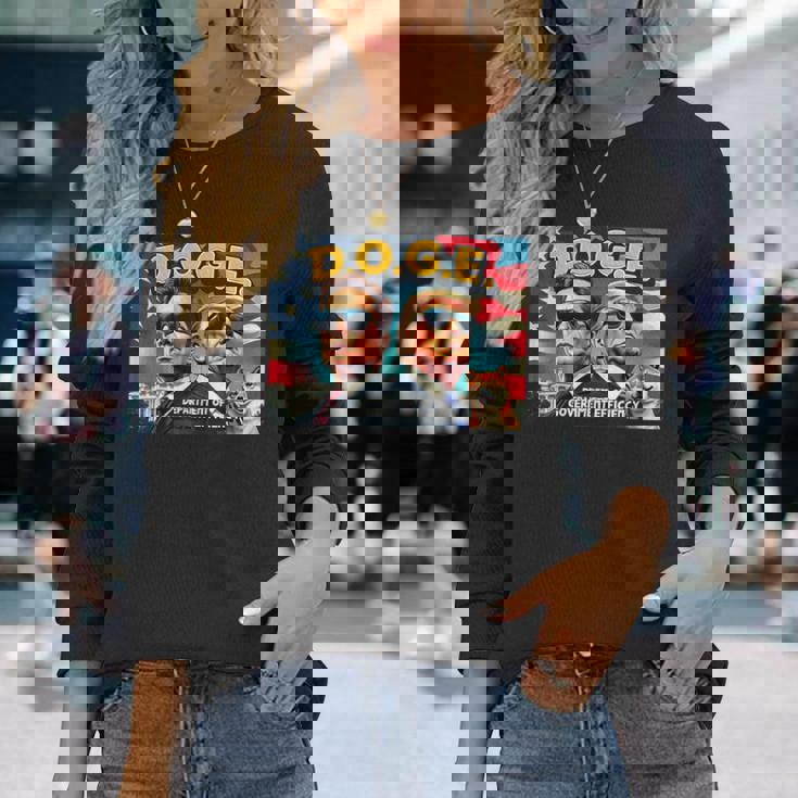 政府効率省 イーロン・マスク・ドナルド・トランプ 長袖Tシャツ 彼女への贈り物